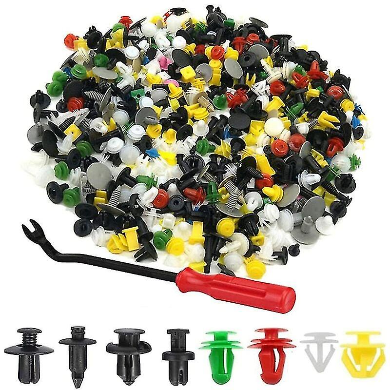 500pcs Plastic Rivet Clips, Universal Auto Plastic Fastener, Car Trim Clips With Removal Tool, For Door Trim Panels, Various Shapes And Sizes
