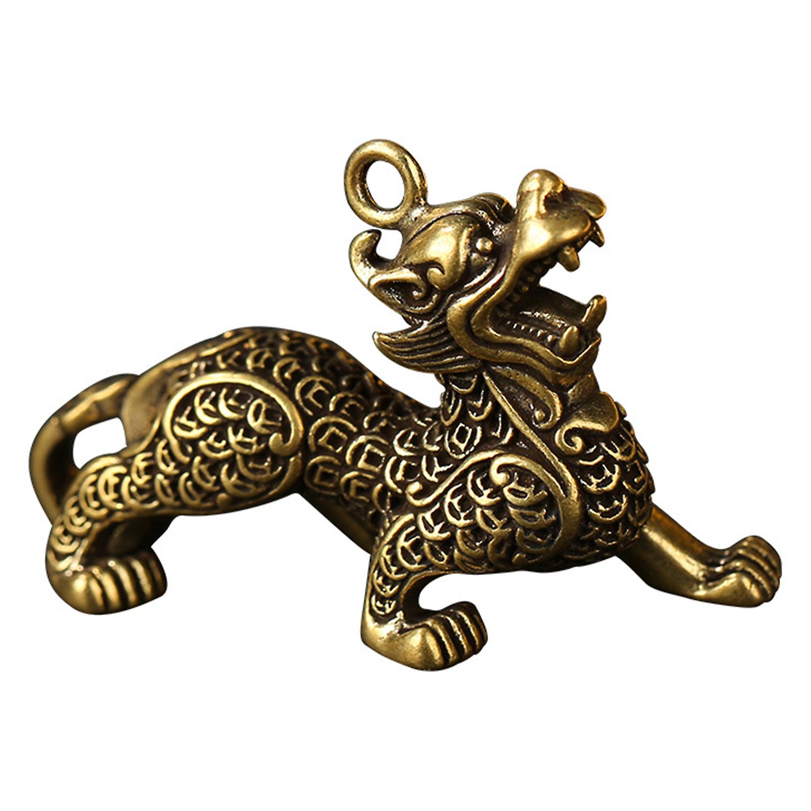 Brass Kylin Statue Sculpture Pendants Creative Craft Tabletop Statue Suitable For Office Wine Cooler Decor