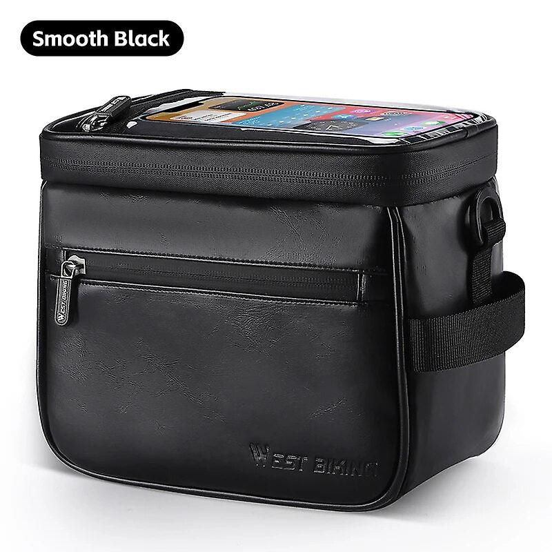 West Biking Multifunctional Bicycle Handlebar Bag Waterproof Touch Screen Phone Bag Crazy Horse Leather Travel Insulated Bag