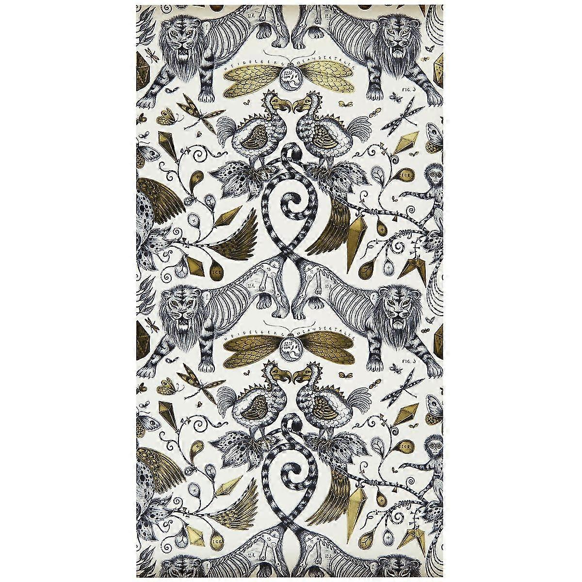 Emma J Shipley Animalia Extinct Wallpaper Gold W0100/02 By Clarke & Clarke