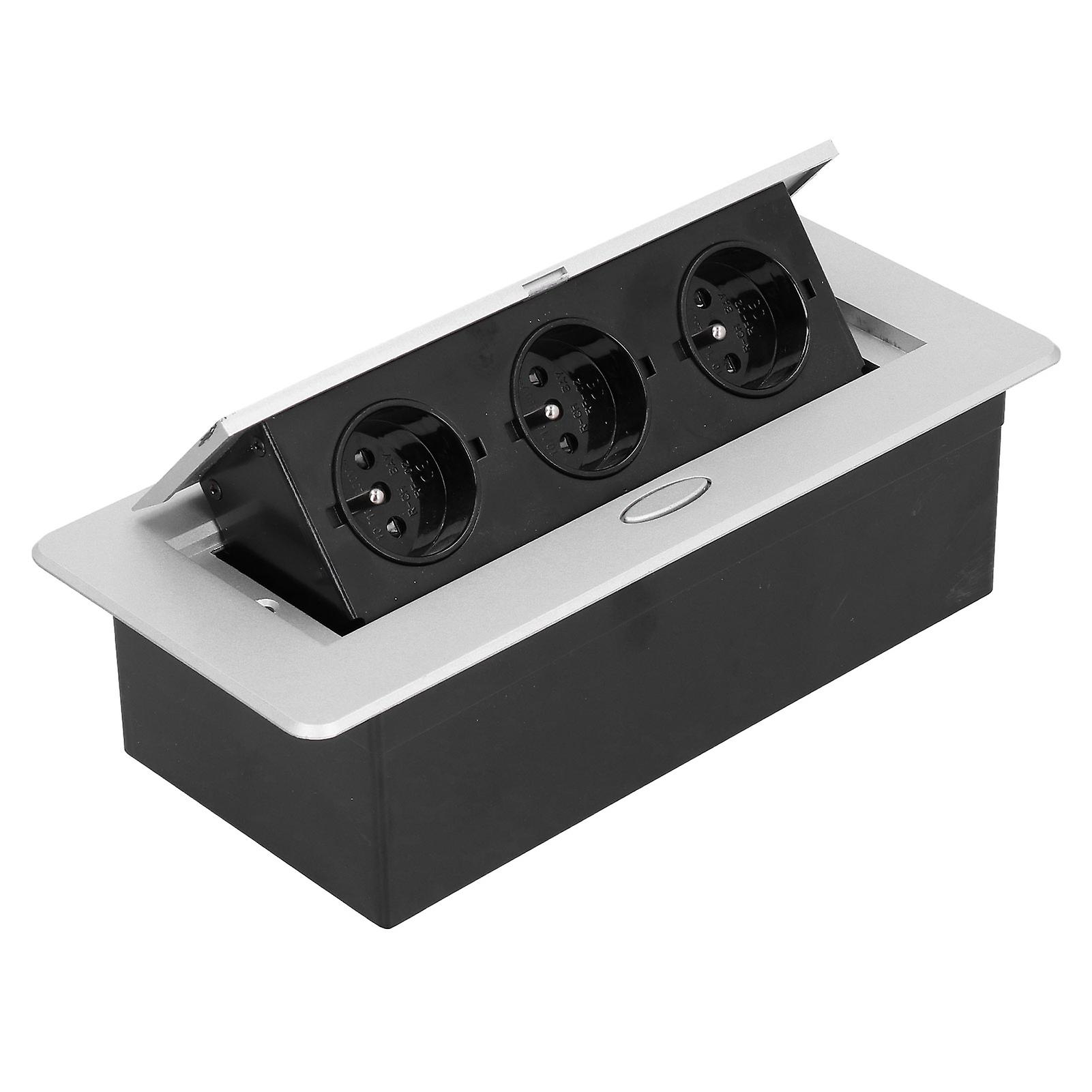 Power Socket 3-Outlet Desktop Floor Recessed Electrical Charging Station 16A 10A Surge Protector USB Charging