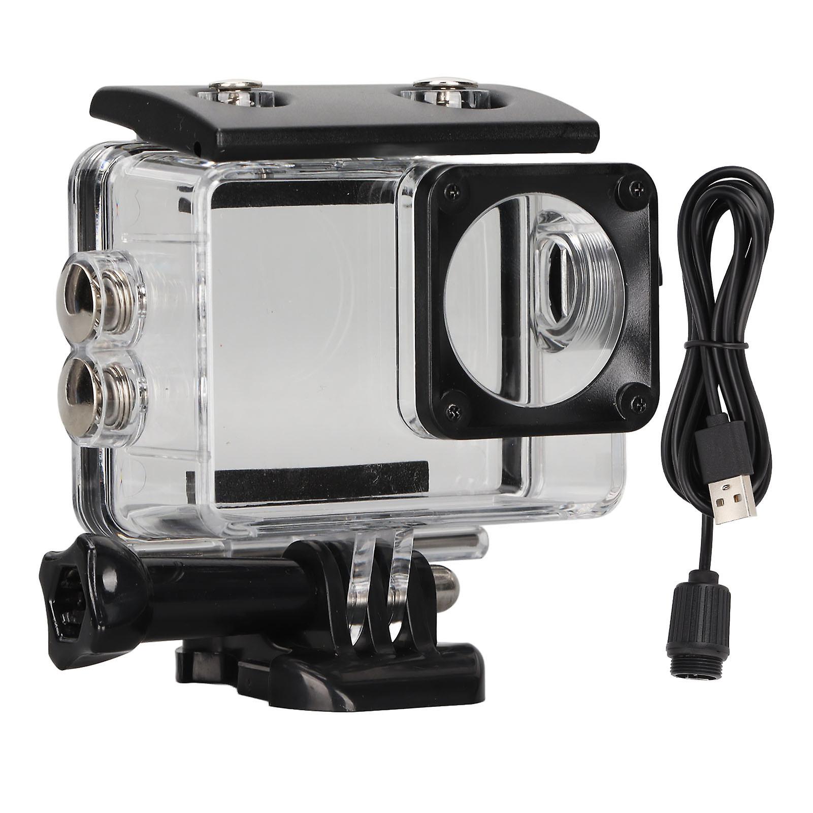 Action Camera Protective Case, Rechargeable Waterproof Case for Dual Screen Type-C Sports Camera