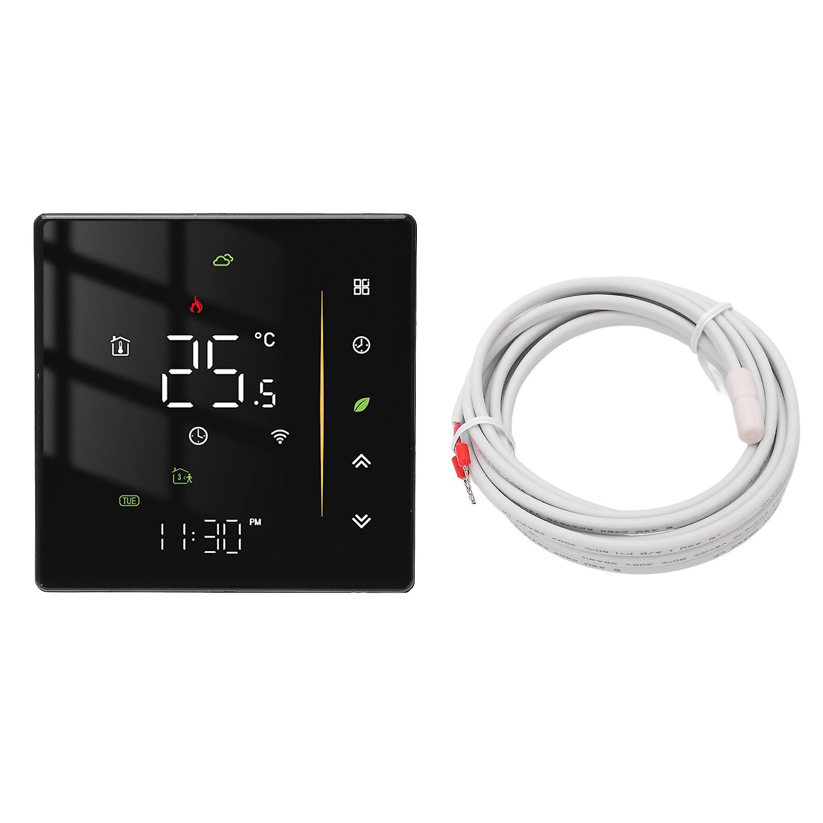 スマートサーモスタットプロフェッショナルAPP制御WIFIプログラマブルホームサーモスタット95-240VACブラック電気床暖房用