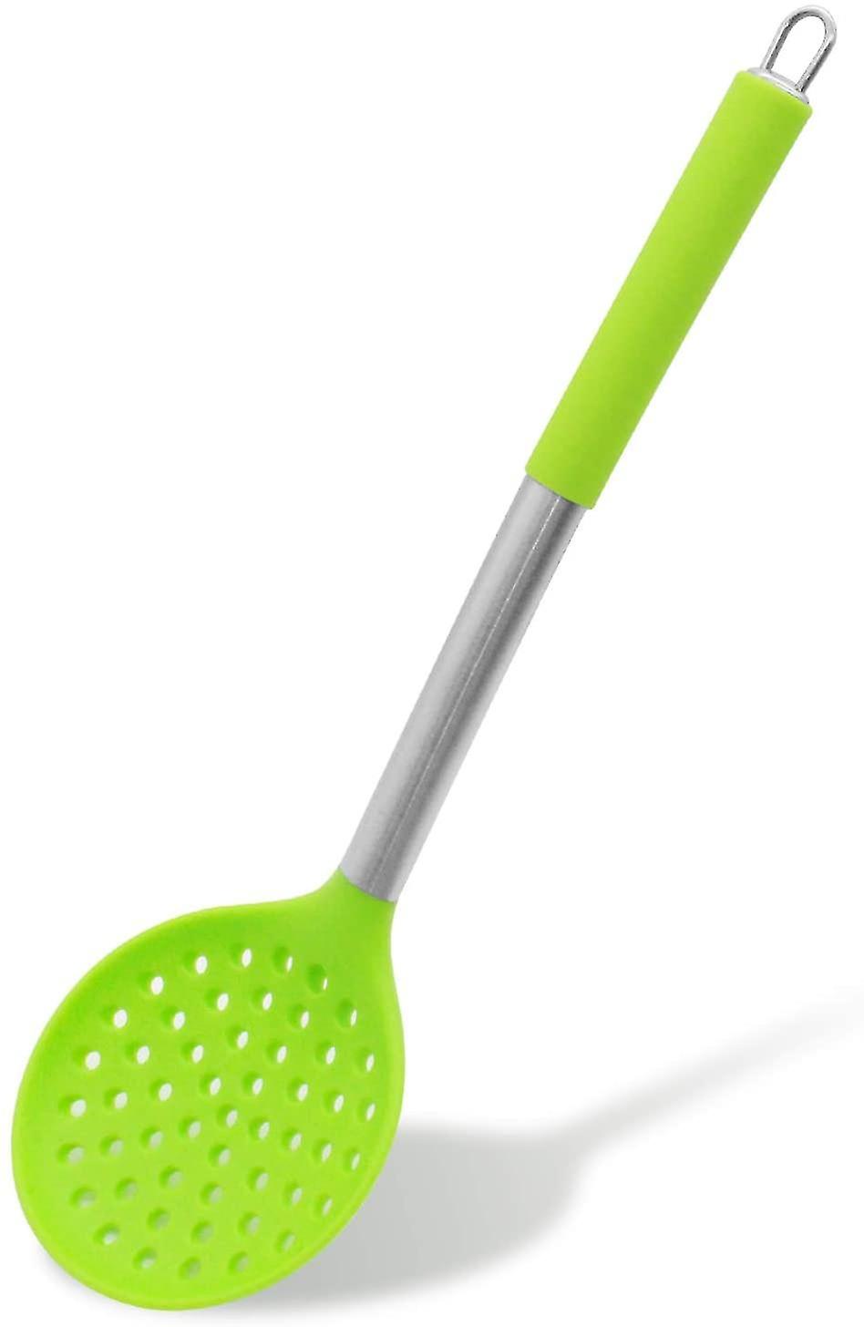 Silicone Slotted Spoon, Stainless Steel Handle Seamless