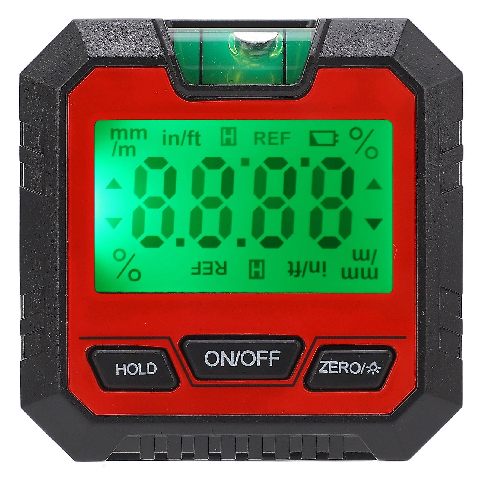 Digital Level Box Angle Finder Woodworking Electronic Protractor with Horizontal Bubble Red
