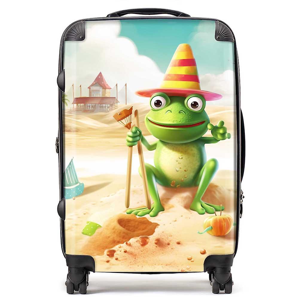 Happy Frog On A Beach Holiday Suitcase