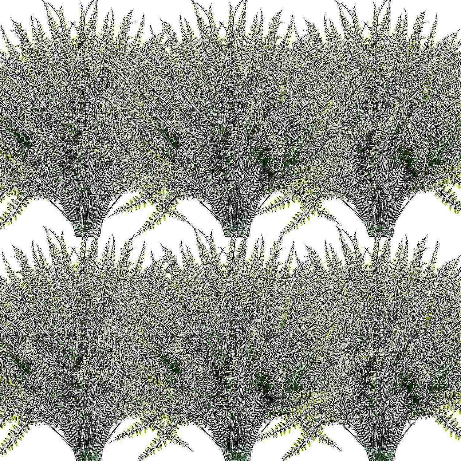 12 حزمة من النباتات الاصطناعية ، مزيف بوسطن فيرن تخضير في الهواء الطلق مقاوم للأشعة فوق البنفسجية البلاستيك الاصطناعي P