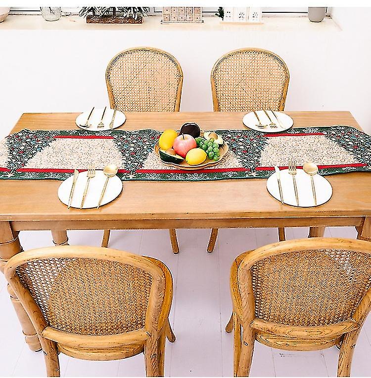 Rectangular Christmas Tablecloth Polyester 35*180m Christmas Tree Patterns for Christmas Table Decor