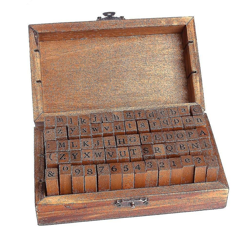 70pcs multi-purpose alfabet bokstav nummer tre stempler sett treboks