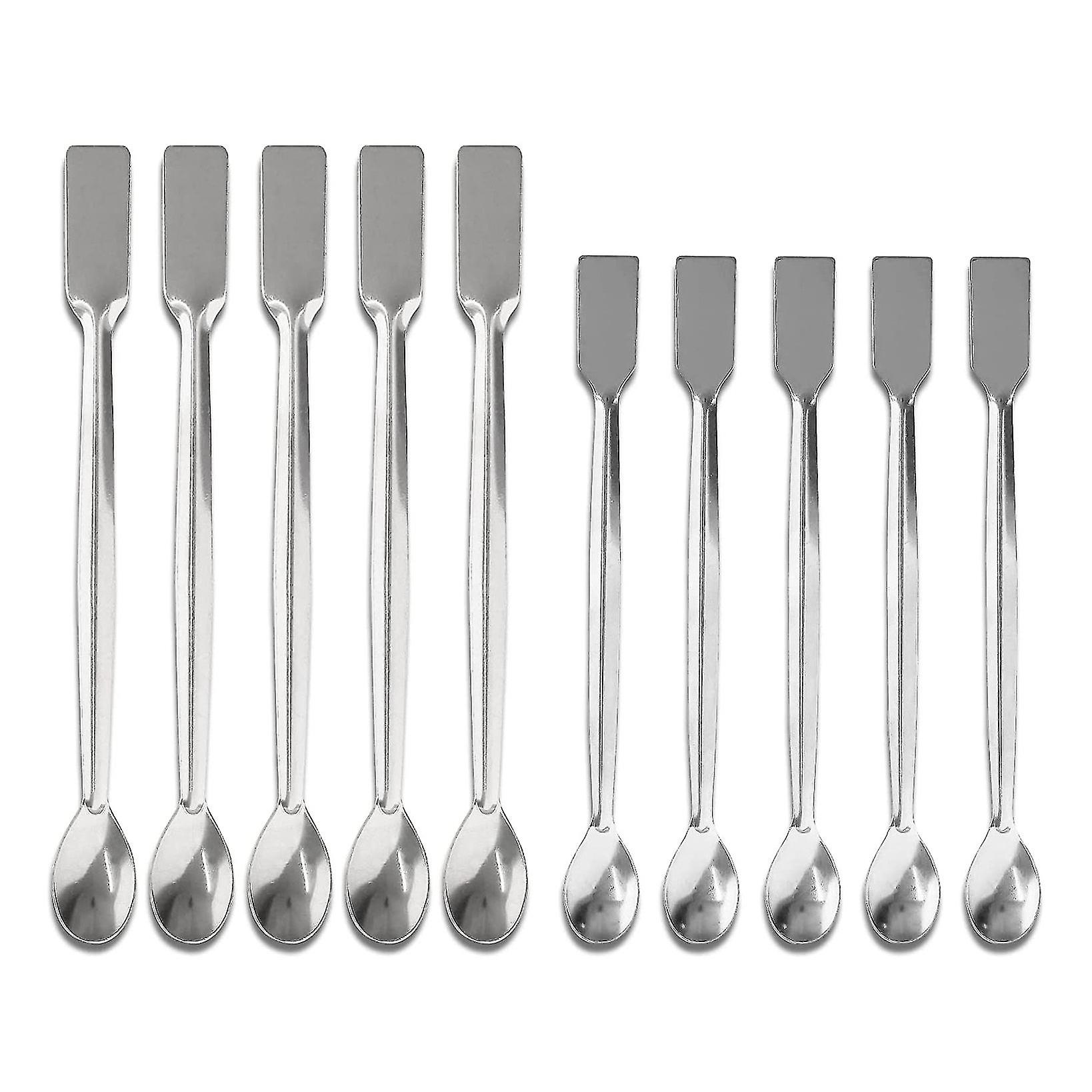 Acier inoxydable Lab Scoop 10 Pcs Double Ended Lab Spoon Mini Spatule de laboratoire pour réactif Samplin