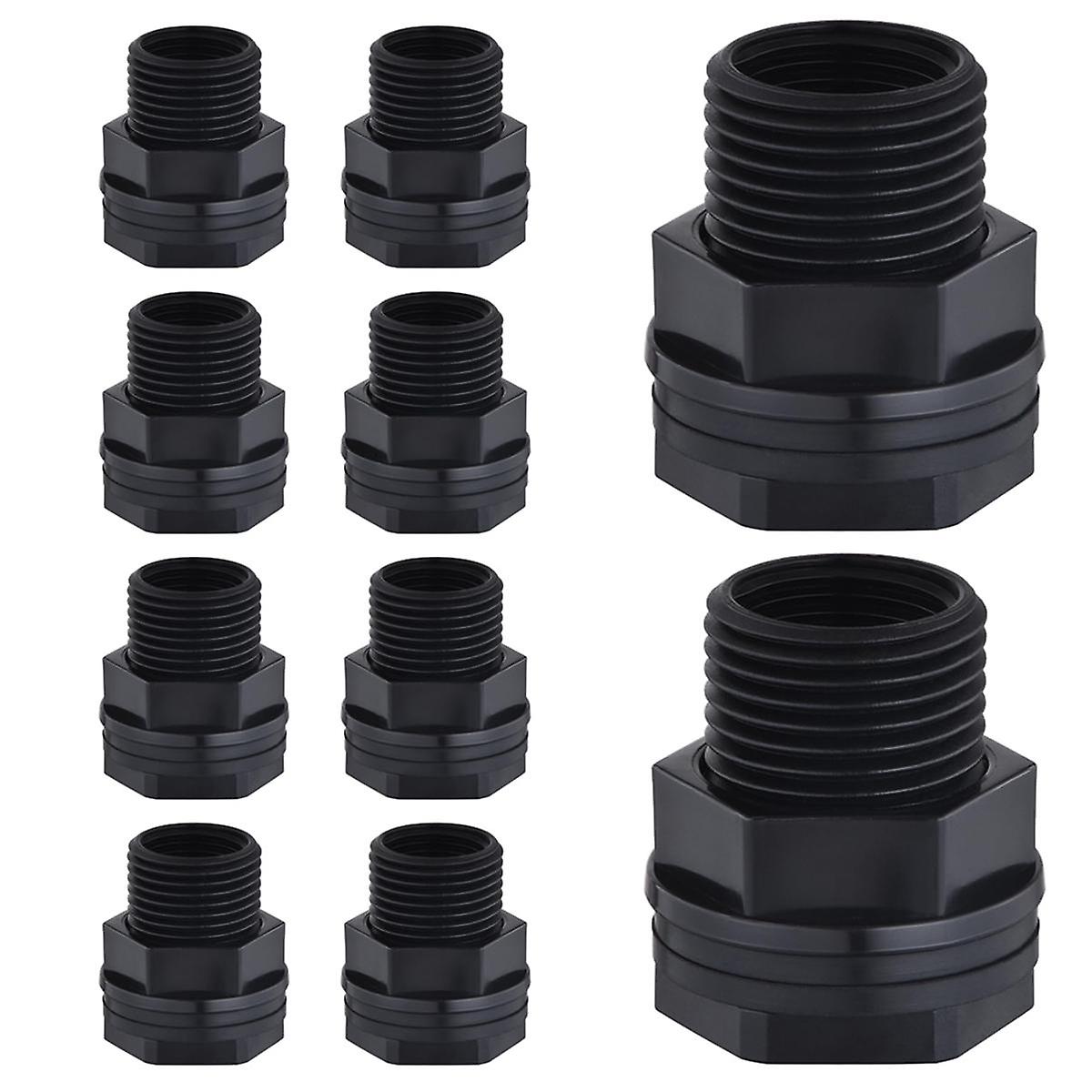 10Pc Bulkhead Fitting,Garden Hose Threaded 3/4In Male GHTx1/2In Female NPT Double Threaded Bulkhead Water Tank Connector