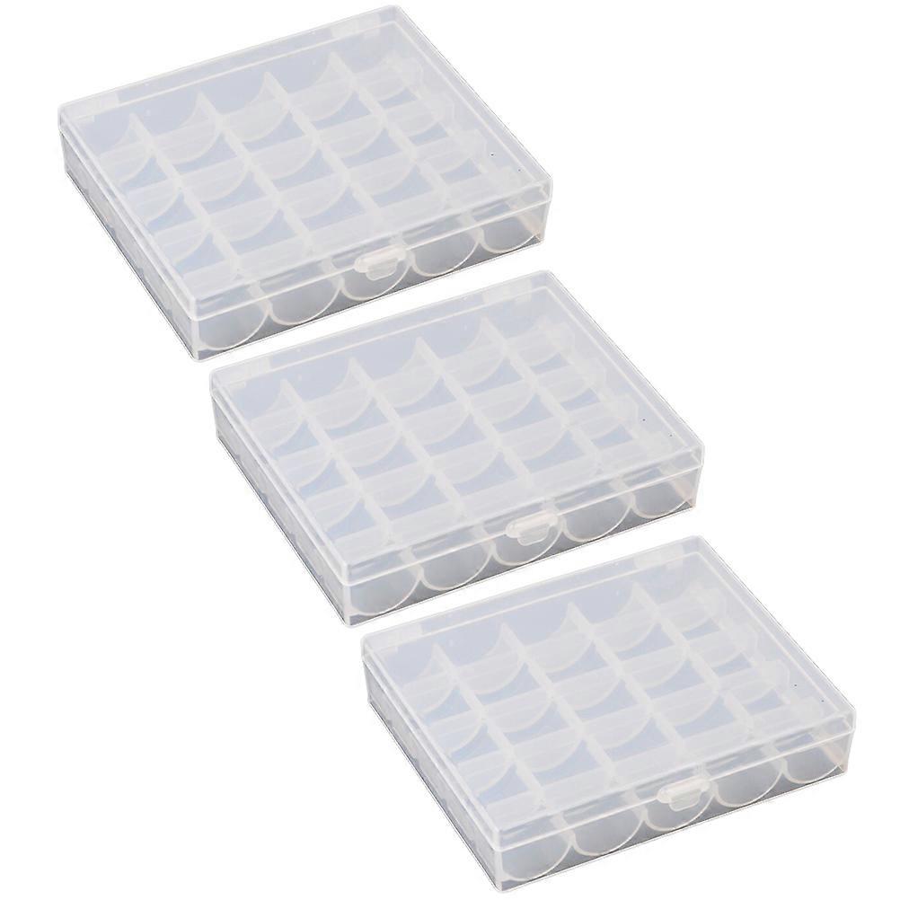 3pcs Empty Bobbins Case Organizer 25-Grids Sewing Machine Bobbin Clear Box Storage Container Craft Storage Box Drawer (Empty Case Only)