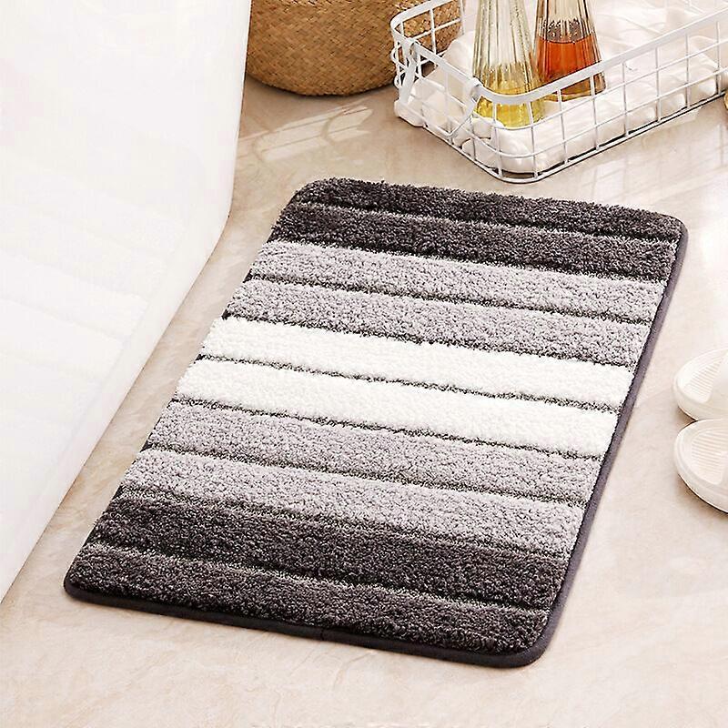Bathroom Rug Non-Slip Bath Mat Machine Washable Super Soft Microfiber Absorbent Bath Mat Gray