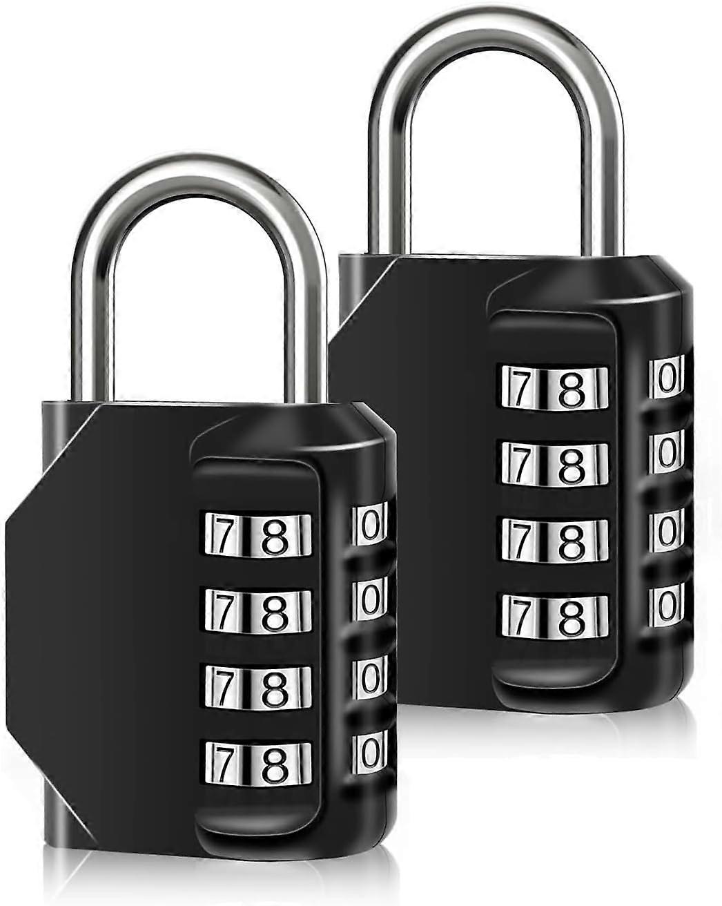 (NoirX2 pices) Cadenas combinaison Cadenas 4 chiffres Serrure combinaison, adapte aux casiers, valises, garages, portails