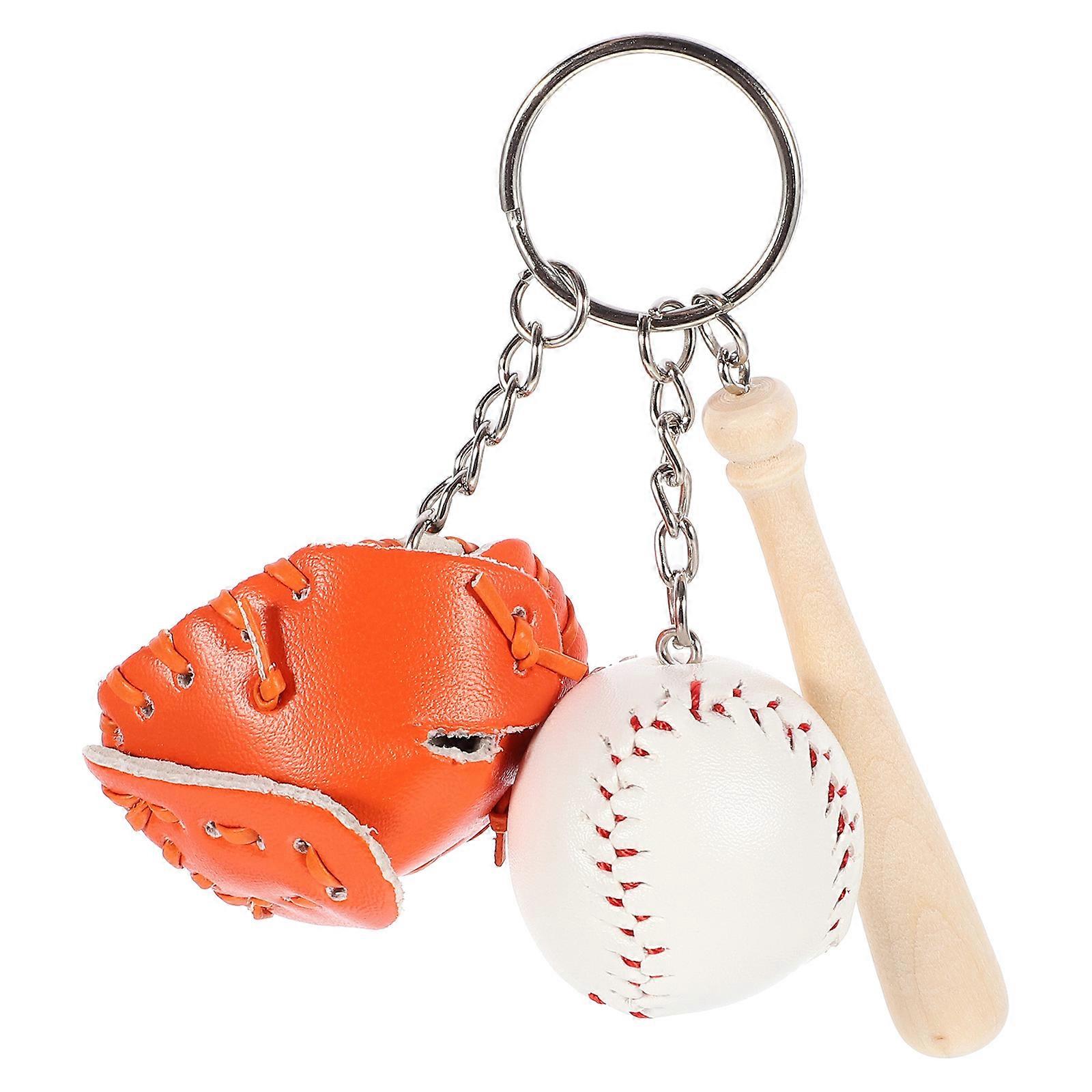 2Pcs Delicate Keychains Exquisite Baseball Keychains Decorative Softball KeychainsOrange