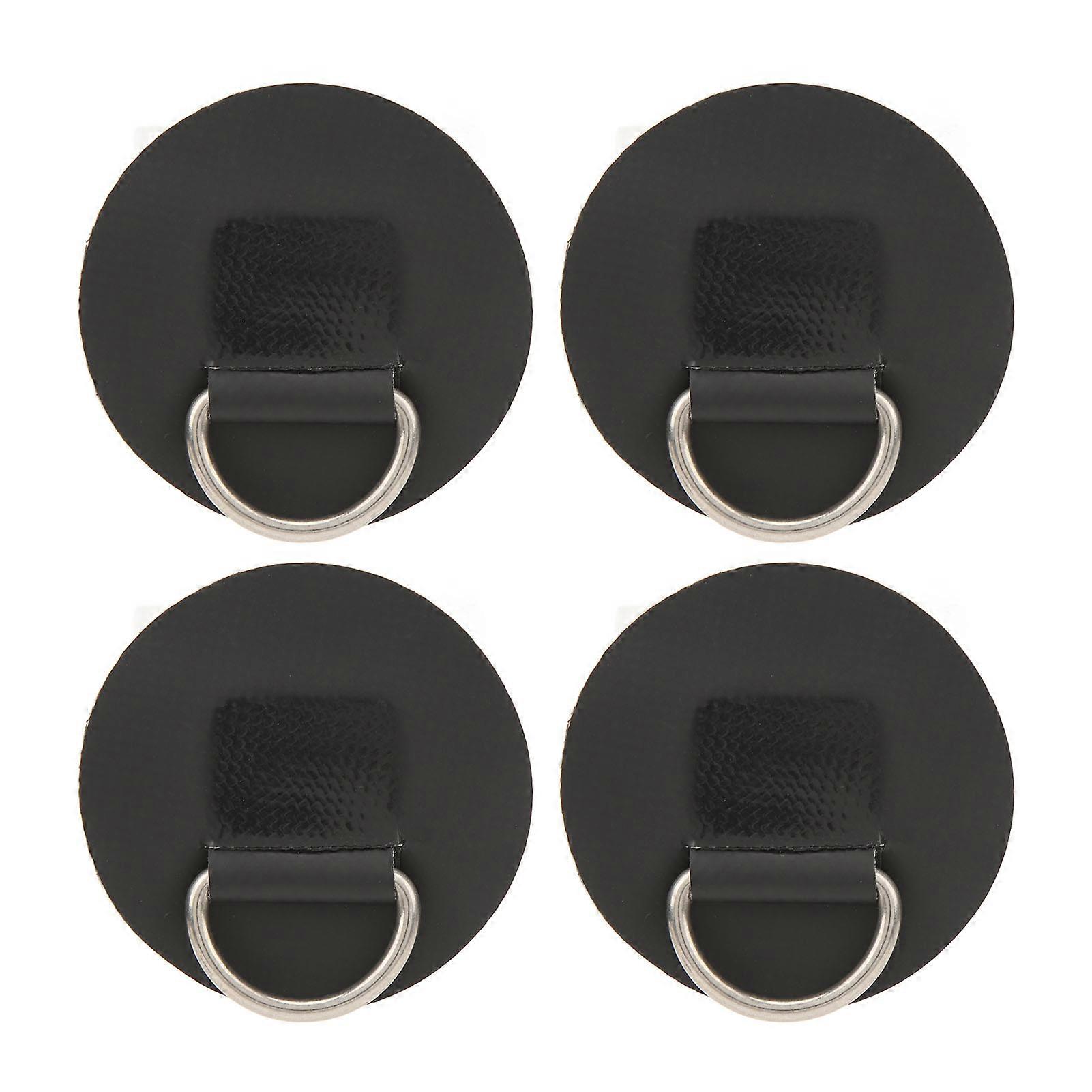 4pcs D Ring Patch Pvc Stainless Steel Surfboard Single Layer Round Shape D Ring Pad For Inflatable Boat Kayak Canoe Black