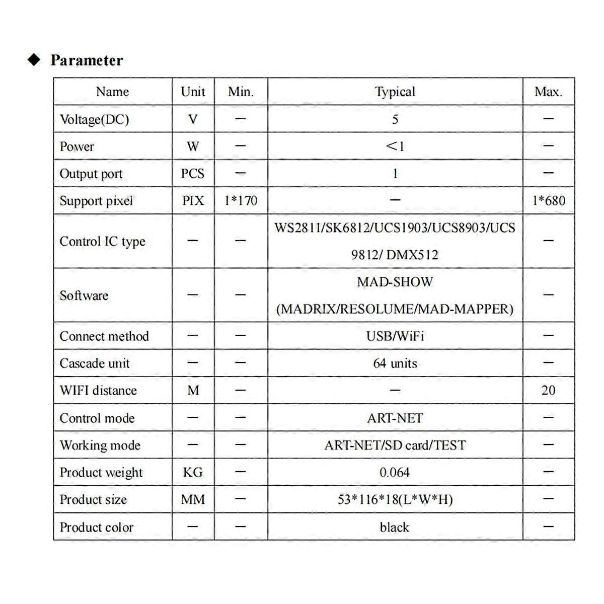 DC5V AN104 WIFI Led Controller Support ARTNET/Built-in Effect/DMX Code Writing Mode with Adapter(A)