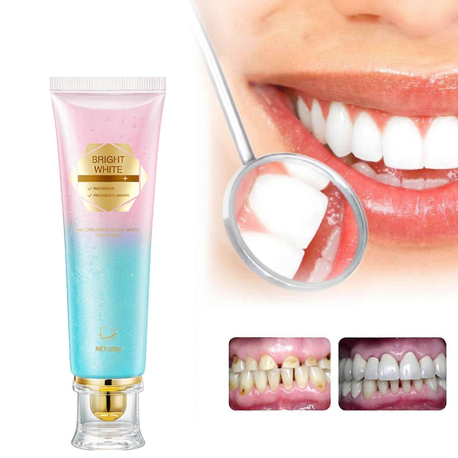 100g Whitening Toothpaste: Clean breath, whiten teeth, peach toothpaste.