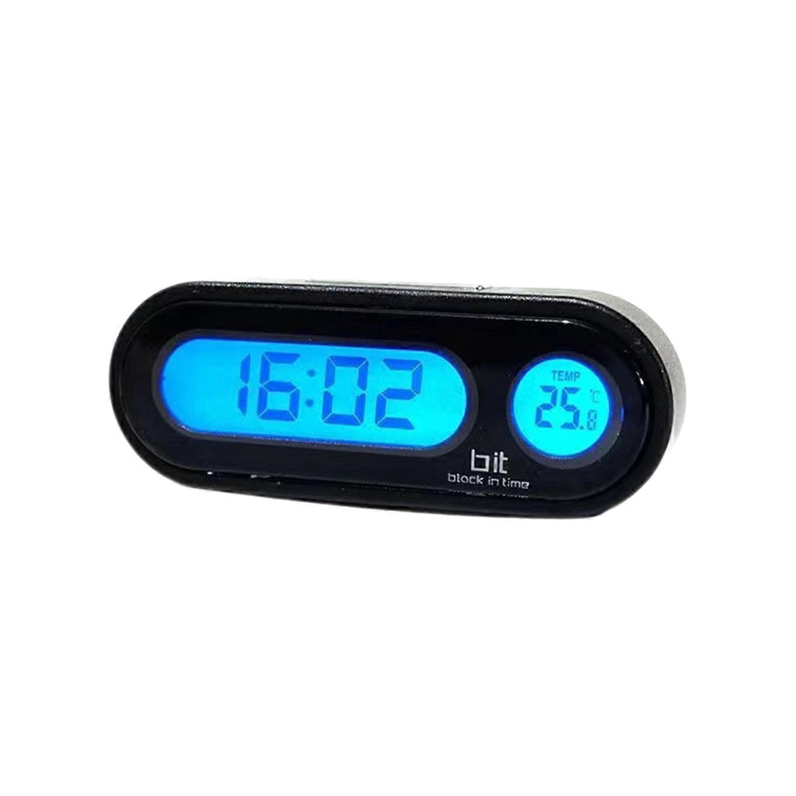 Digital Car Clock Thermometer with Luminous Display Adjustable Angle 2-in-1 Vehicle Temperature Dashboard Clock Replaceable Battery Car Temperature Ga