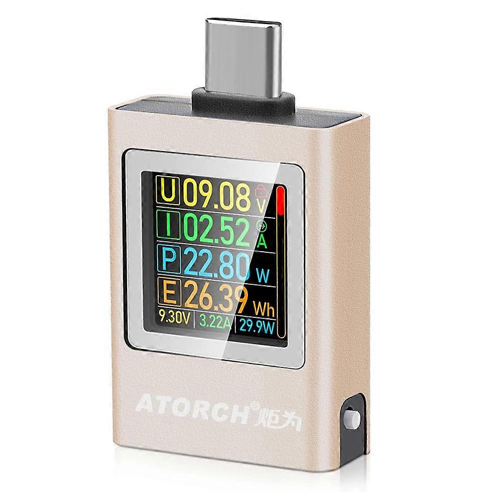 ATORCH USB C Tester Miernik mocy, Type-C Tester Multimetr cyfrowy 4-50V 0-12A Tester prądu napięcia Detektor napięcia A