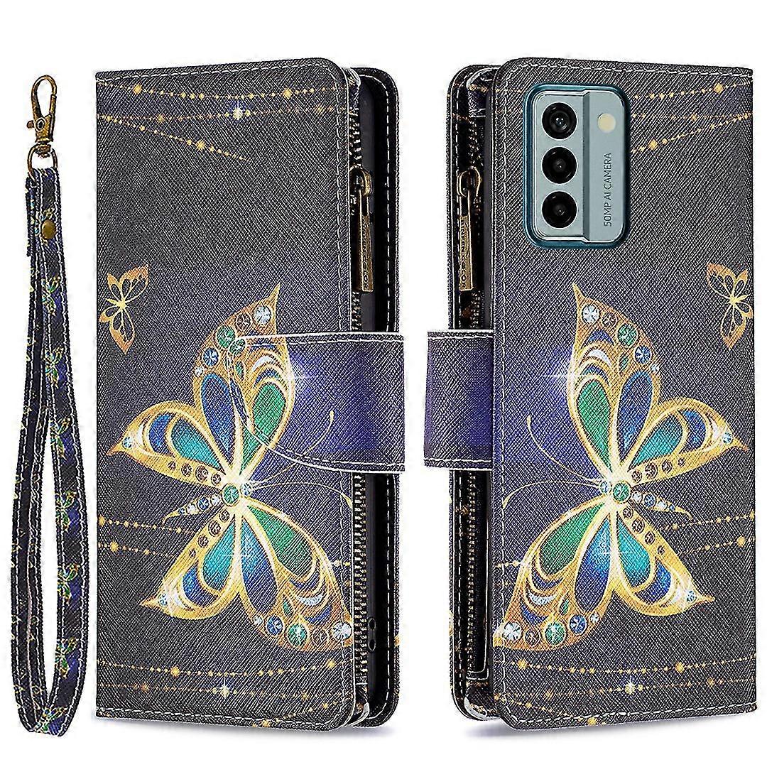 For Nokia G22 Bf03 Zipper Pocket Leather Phone Case Pattern Printing Wallet Folding Stand Cover