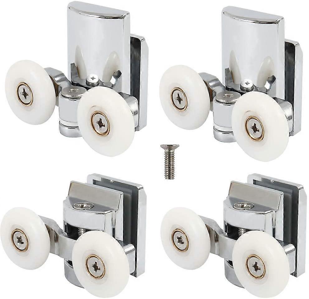 Set von 4 Duschtürrollen Läufer 23mm Durchmesser Badezimmer Zwillingsräder Riemenscheiben oben unten Ersatzteile