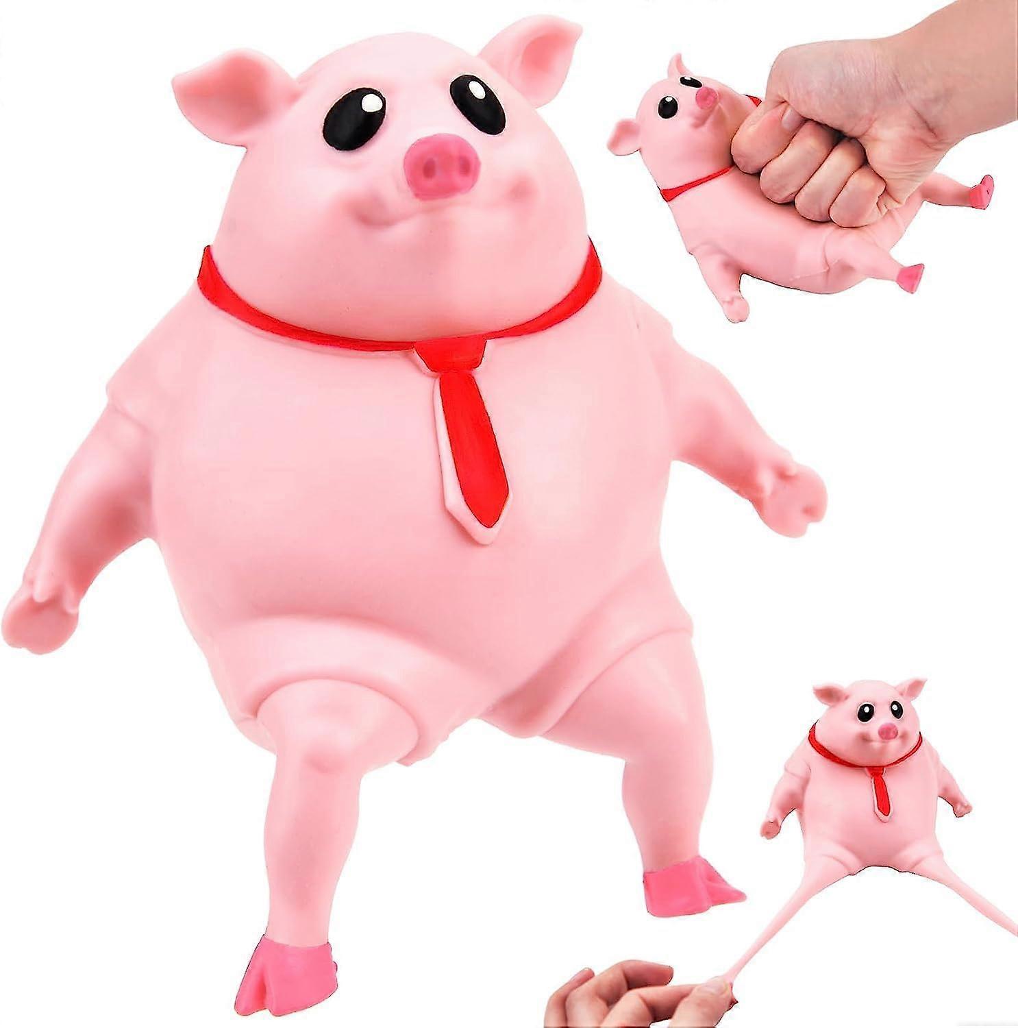 funnysquee Juguete esponjoso de cerdo rosa para aliviar el estrés Kawaii suave animal divertido cerdito elástico y apretar juguetes para el estrés, regalo de cumpleaños para niños (cerdo rosa