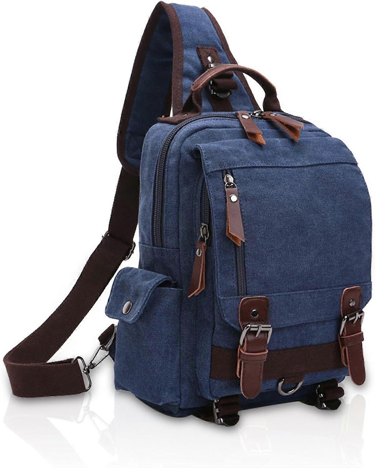 Breathable Canvas Backpack for Men,Dark Blue A