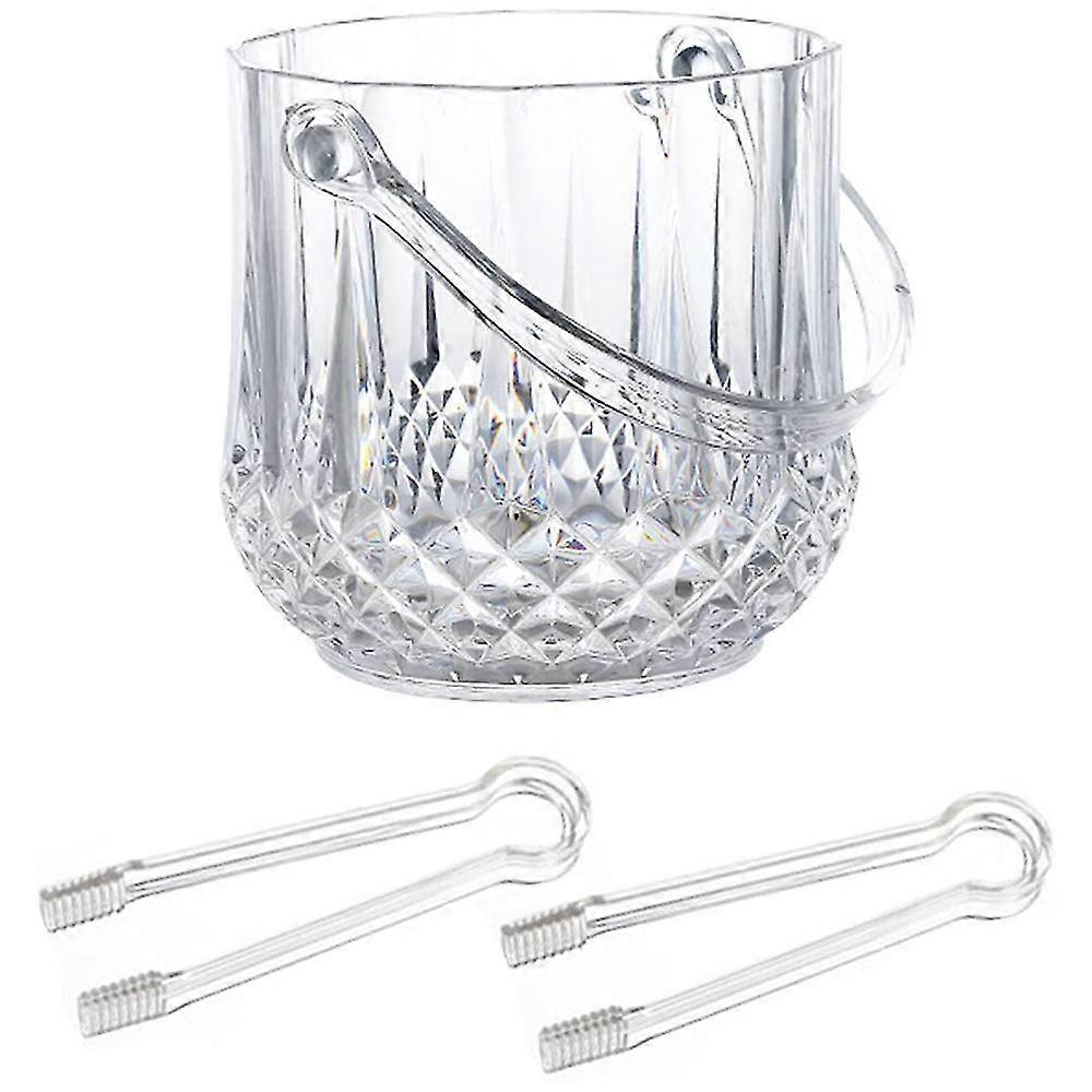 Ice Bucket Plastic Ice Bucket With Handle Acrylic Transparent Champagne Beer Wine Ice Bucket -trans