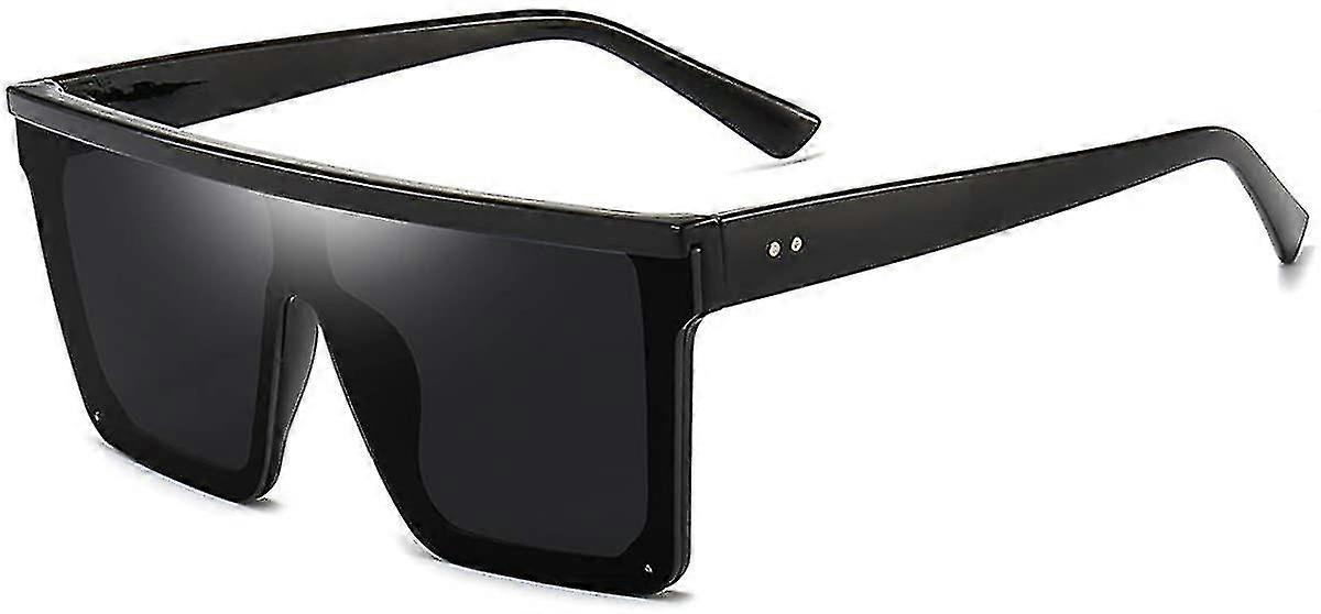 Firkantede overdimensionerede solbriller til kvinder Herremode Flad Top Store Sorte Ramme Nuancer