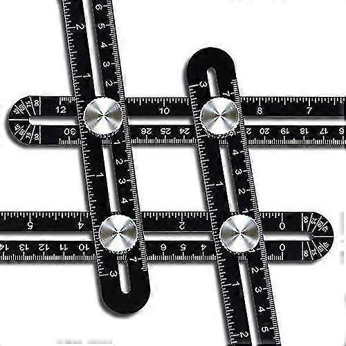 Template Tool, Aluminum Alloy Angle Template, Multi-angle Ruler, Multi-function Folding Ruler, Black