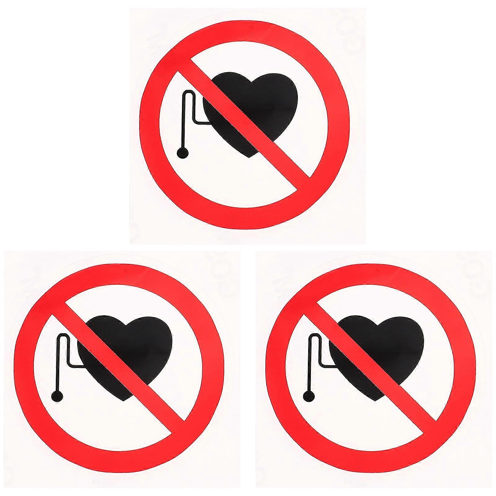 3pcs No Pacemaker Stickers No Pacemaker Warning Label Stickers Safety Warning Sign Stickers