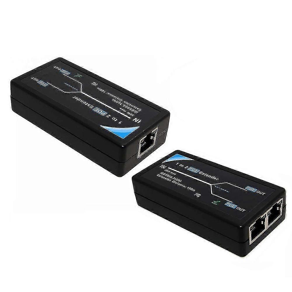 2pcs 2 port poe extender 10/100mbps with ieee 802.3af standard input