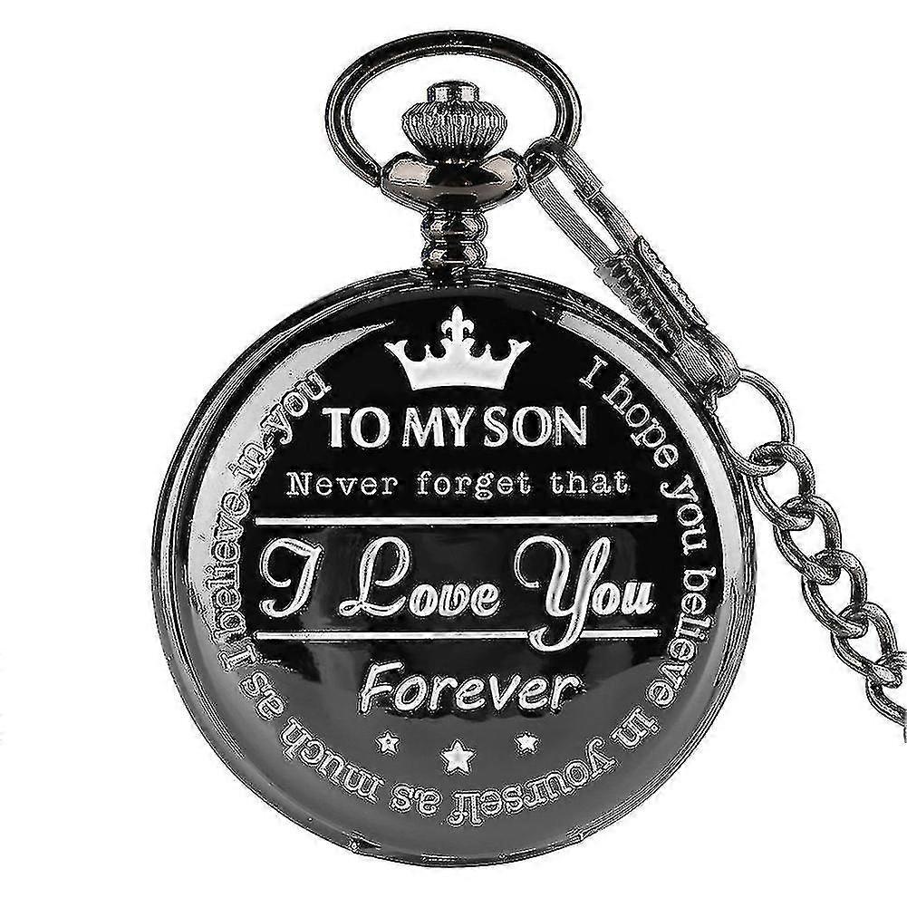 Kaiverrettu taskukello pojalle rakastan sinua lahjat äiti isä syntymäpäivä lahja Fob kellot ketjut