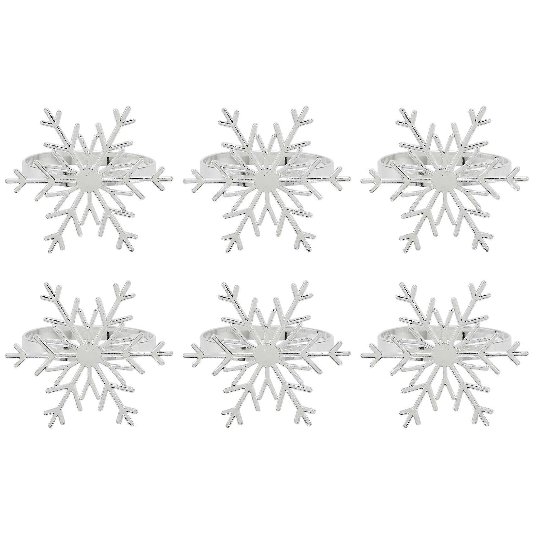 Snowflake Napkin Rings for Christmas Holiday Table Decoration(Silver)