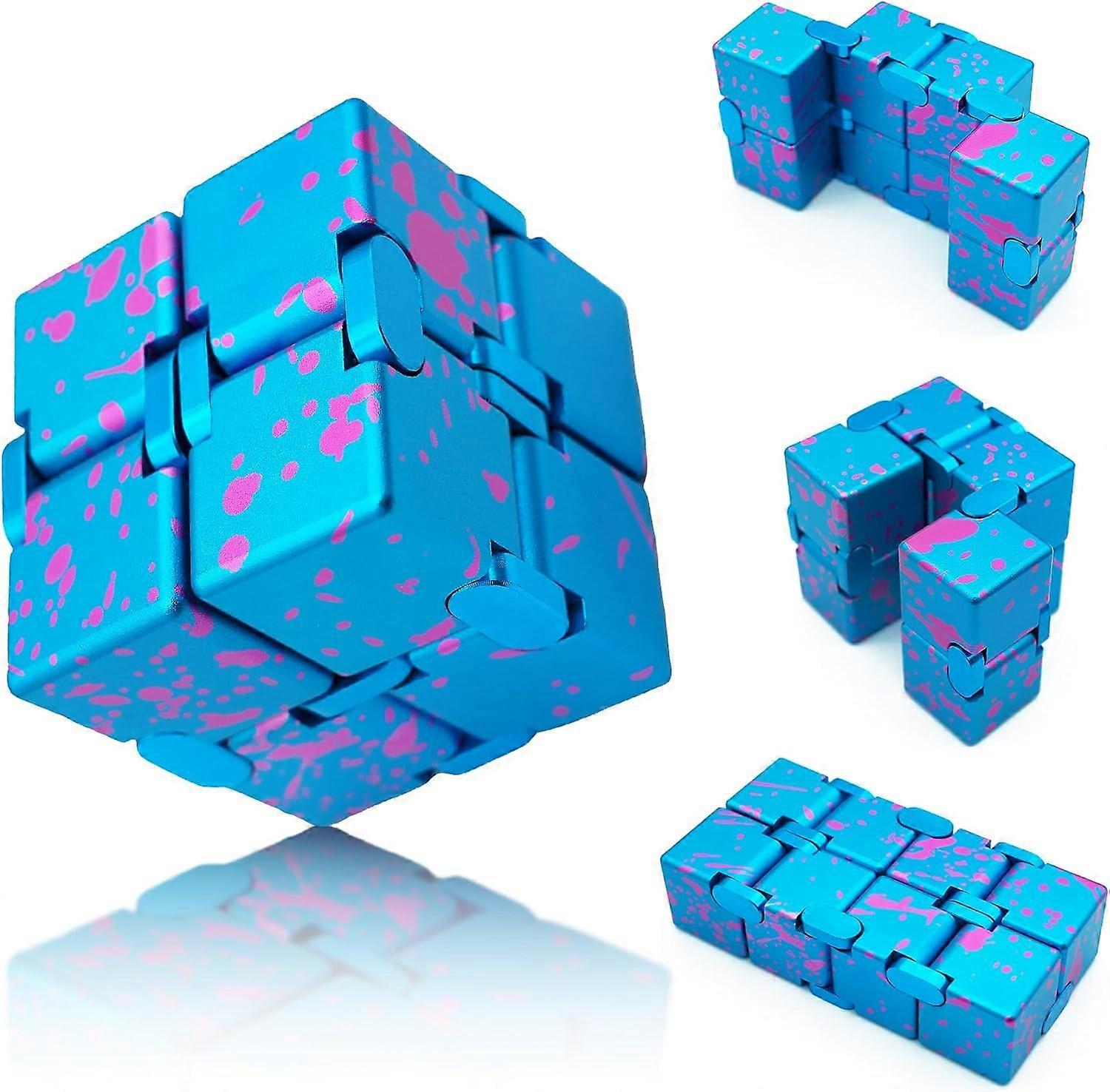 Metal Fidget Toys, Infinity Cubes Fidget Toy for Adults Kids Sensory Toys, Anxiety Relief Items Fidgets for Kids with Autism (Blue Pink)