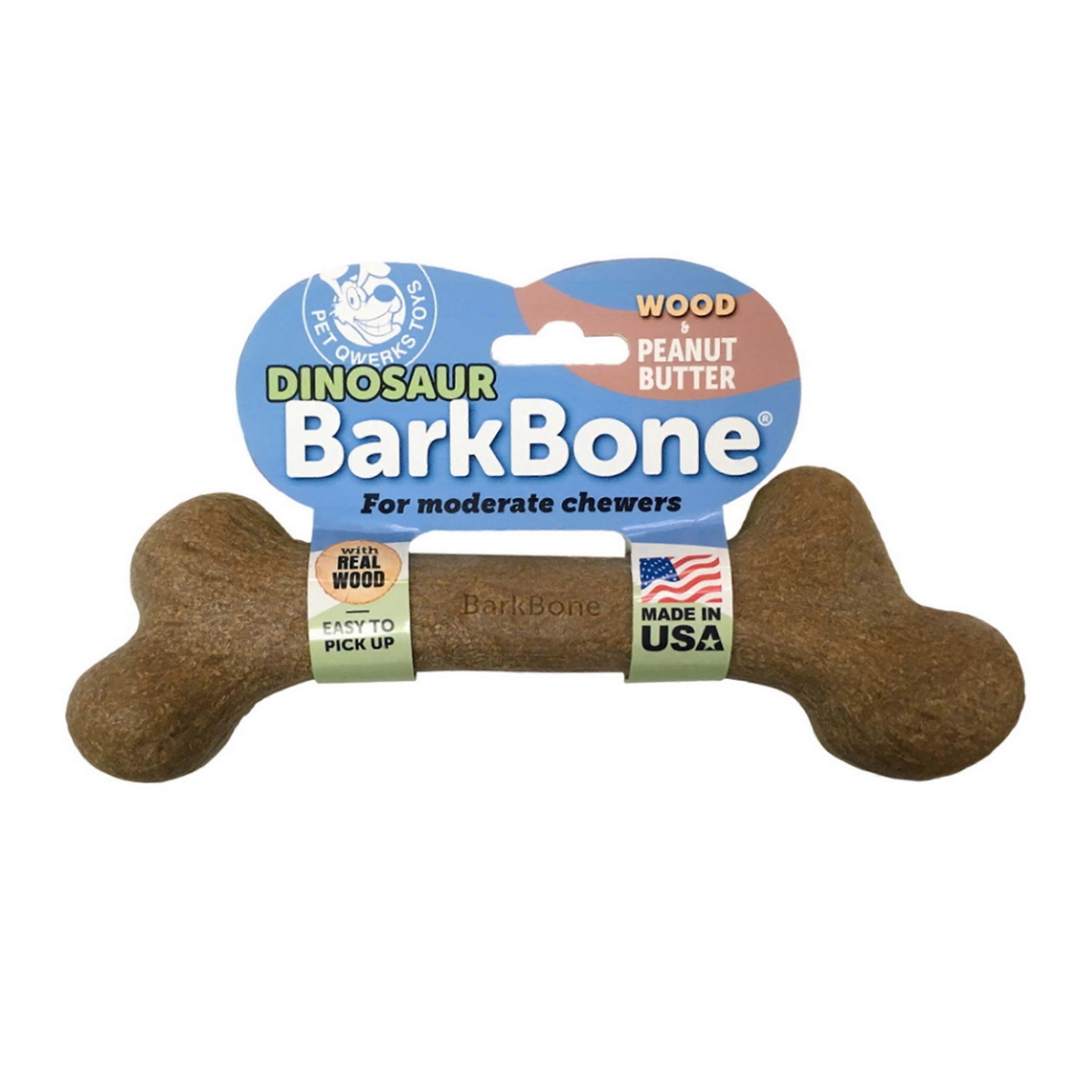 Pet Qwerks BarkBone Peanut Butter Wood Dinosaur (XXL) Dog Toy