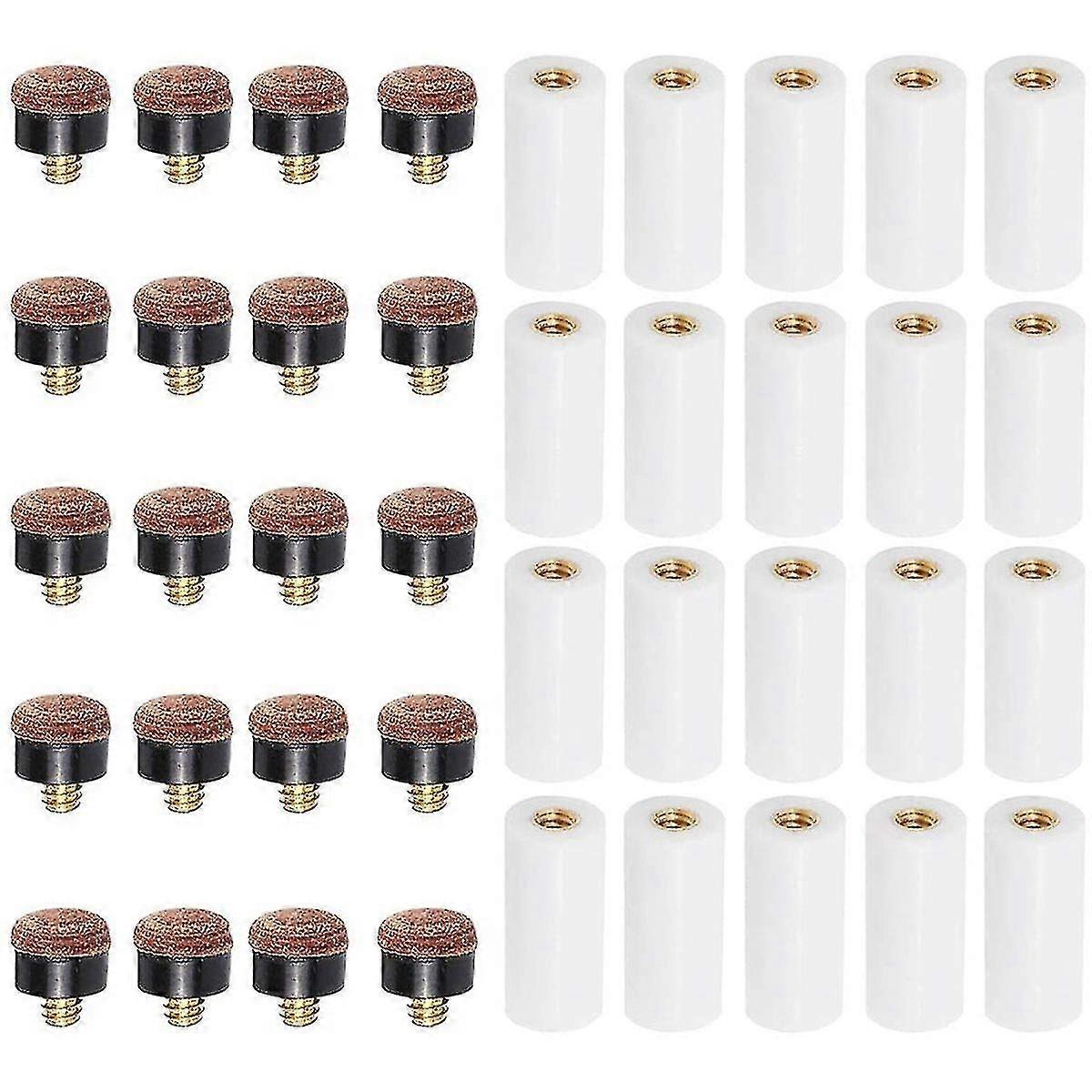 20sets Billiard Cue Tips With Pool Cue Stick Ferrules 12mm Billiard Screw-on Tips Replacement For N