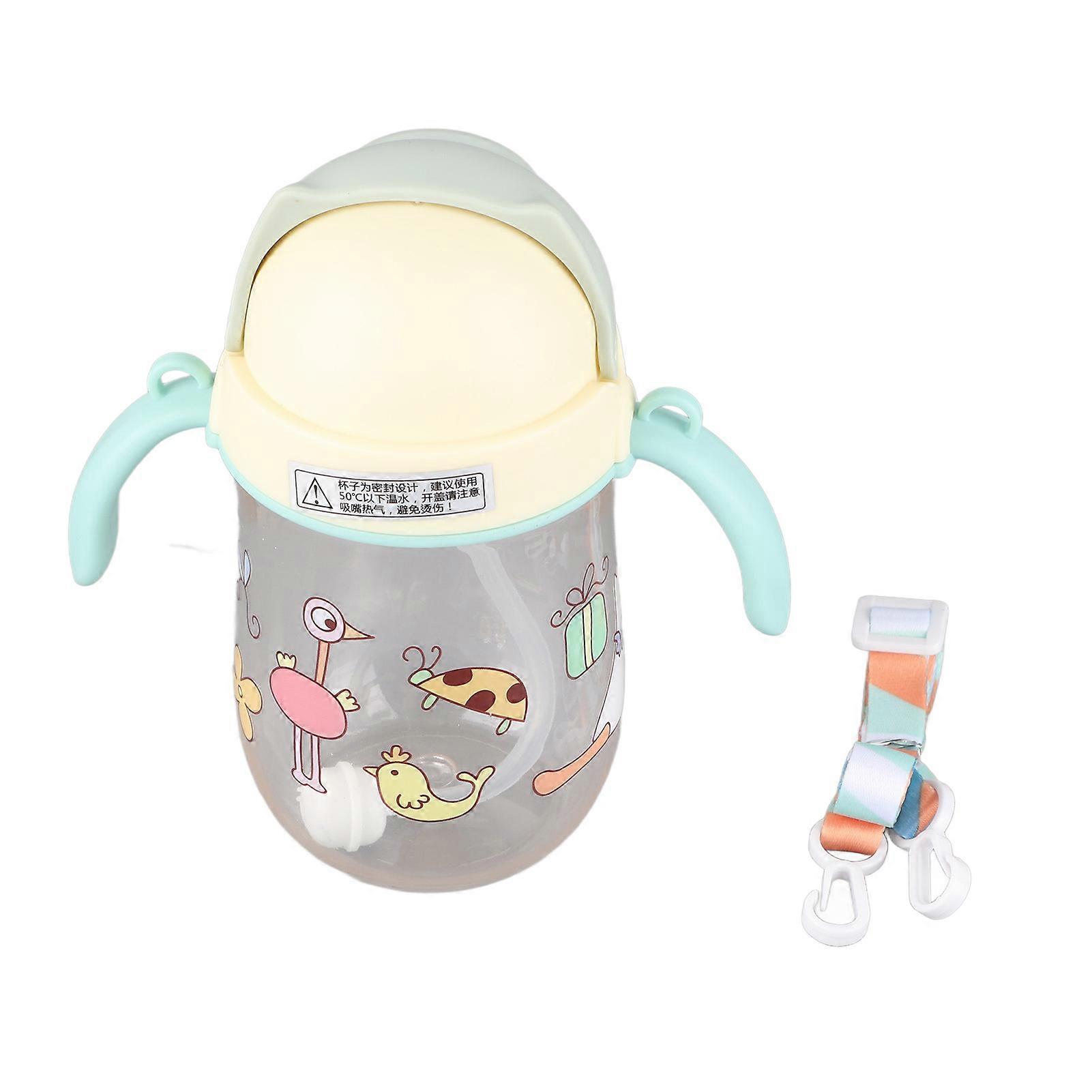 Baby Sippy Cup Portable Leak Choke Prevention Fall Resistant Cute Toddler Straw Cup with Handle for Outdoor 380ml Blue