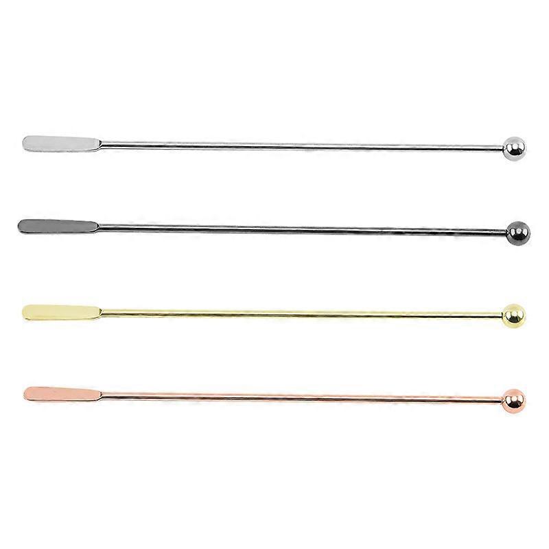 4Pcs Stirring Stick and Cocktail Stirrer for Coffee Shops and Restaurants - Premium Quality Drink Mixer - 21*0.8cm Rosy Gold/Gold/Silver/Gun Black