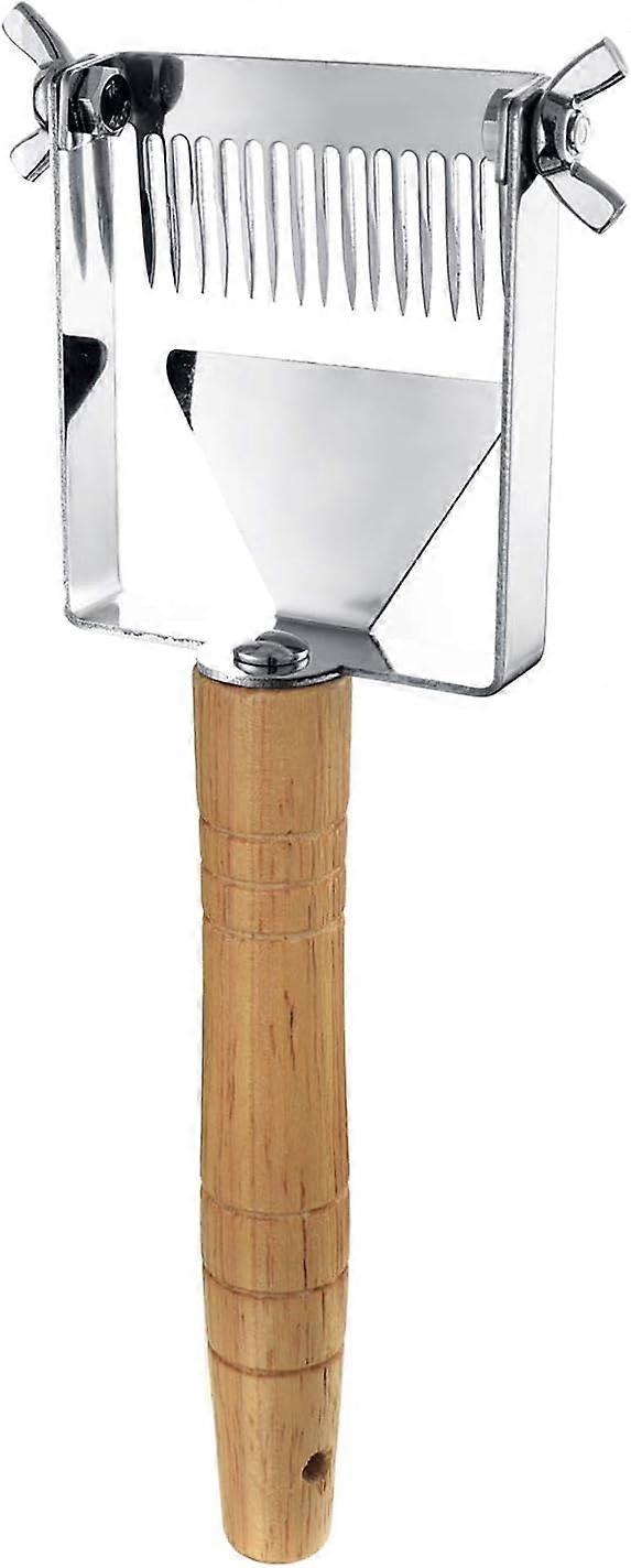 1pcs Adjustable Honey Uncapping Fork Iron Stainless Steel Honeycomb Honey Scraper,Wooden Handle Beekeeping Beekeeper Equipment Tool,25cm