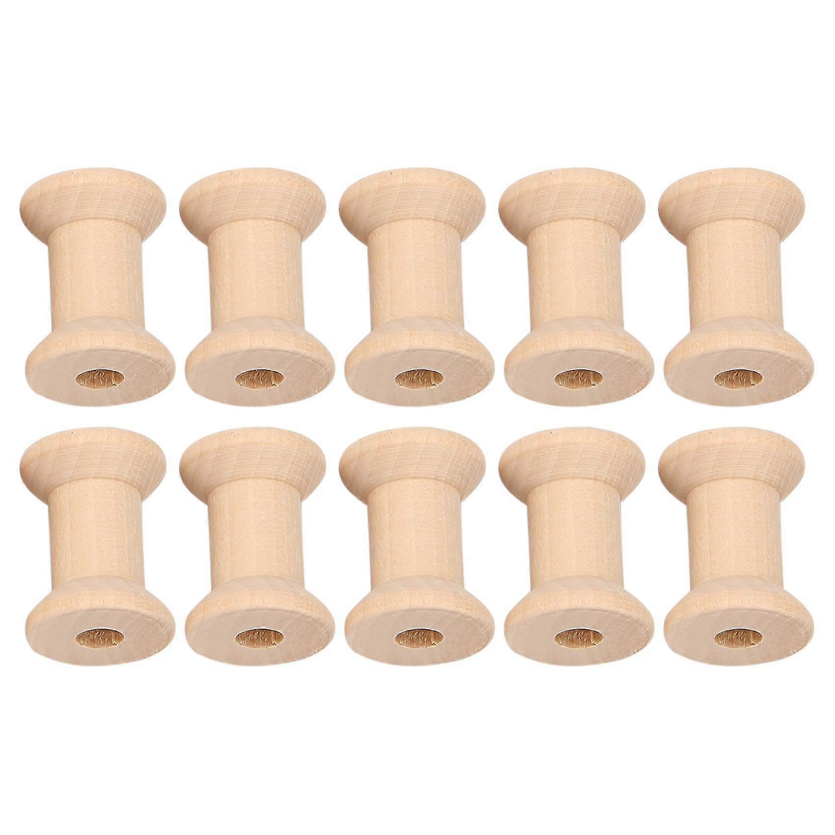 10pcs Wooden Empty Thread Spools Natural Color 29mm X23mm