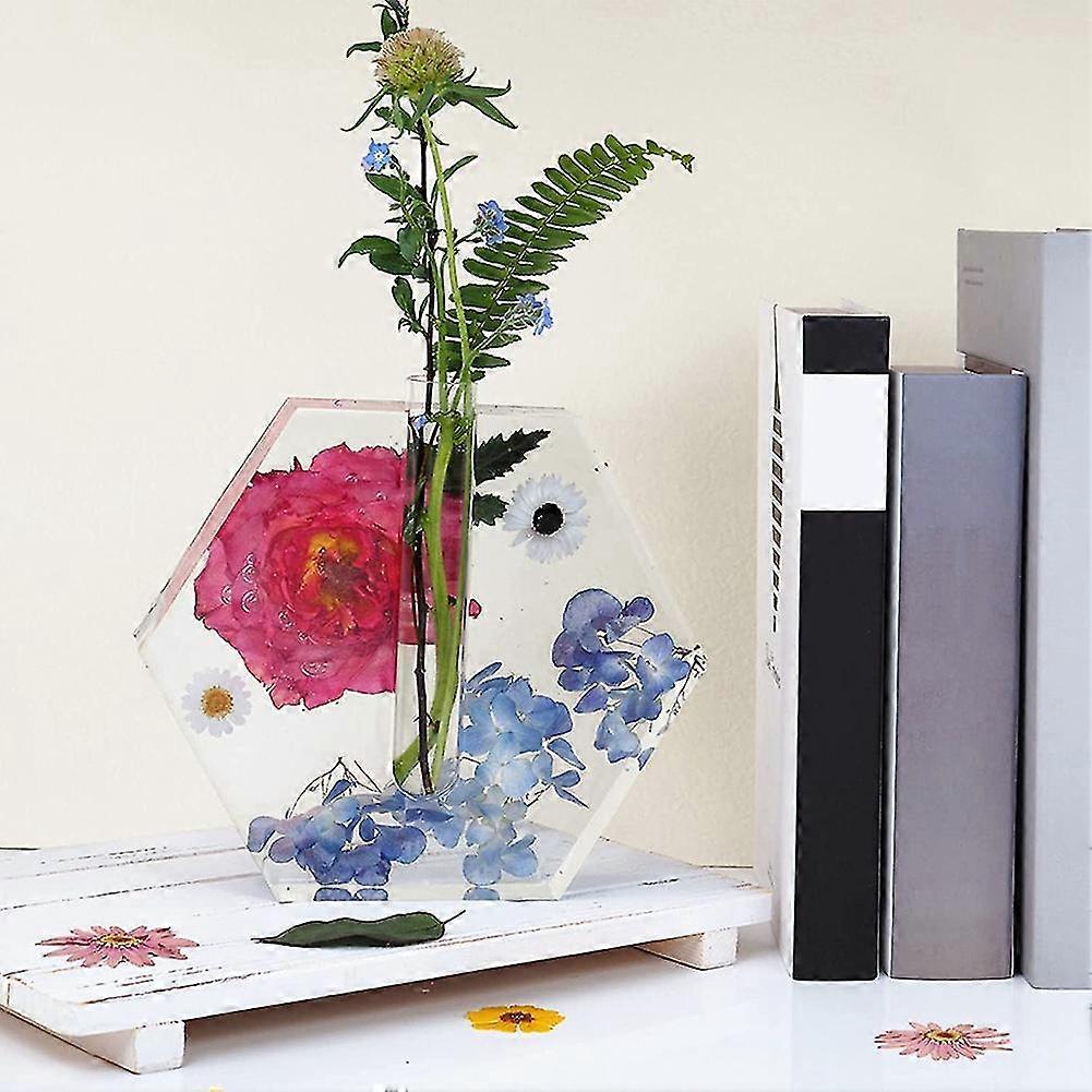 Large Resin Molds For Vase Plant Propagation Station, Hexagon Shaped Epoxy Resin Molds With 4 Test