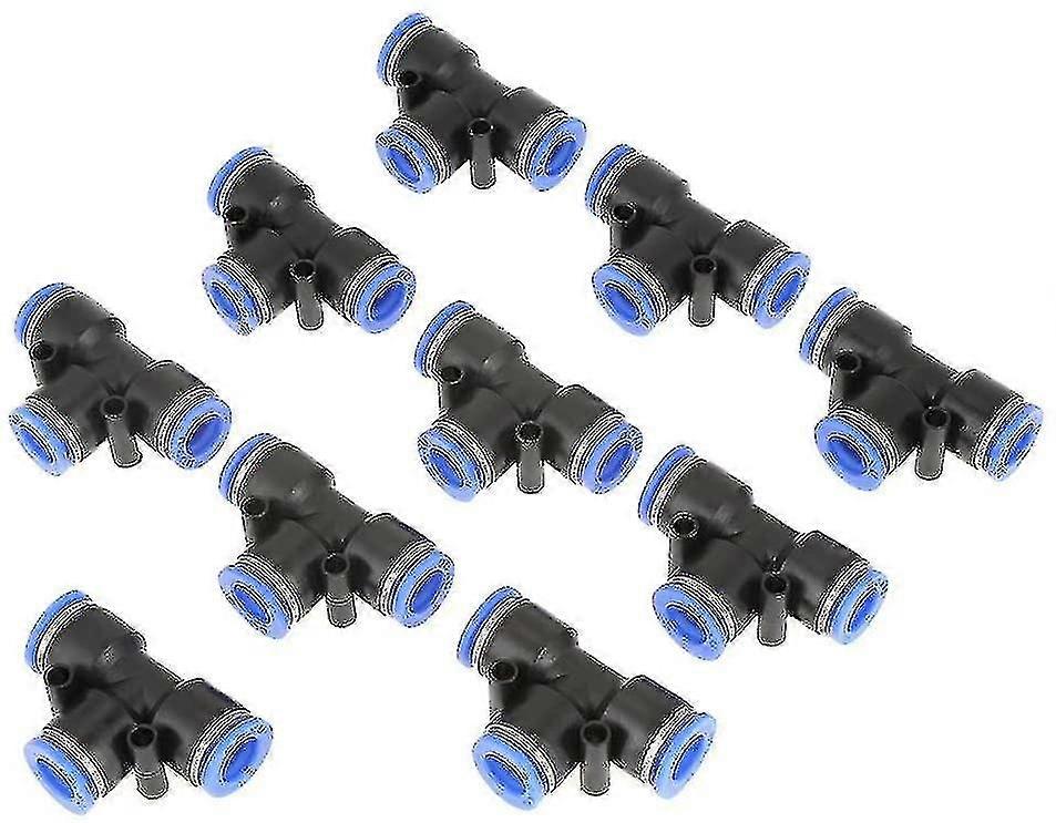 10pcs Pneumatic Hose Plastic Pipe Fittings Connector Air Line 10mm 3/8 Type T