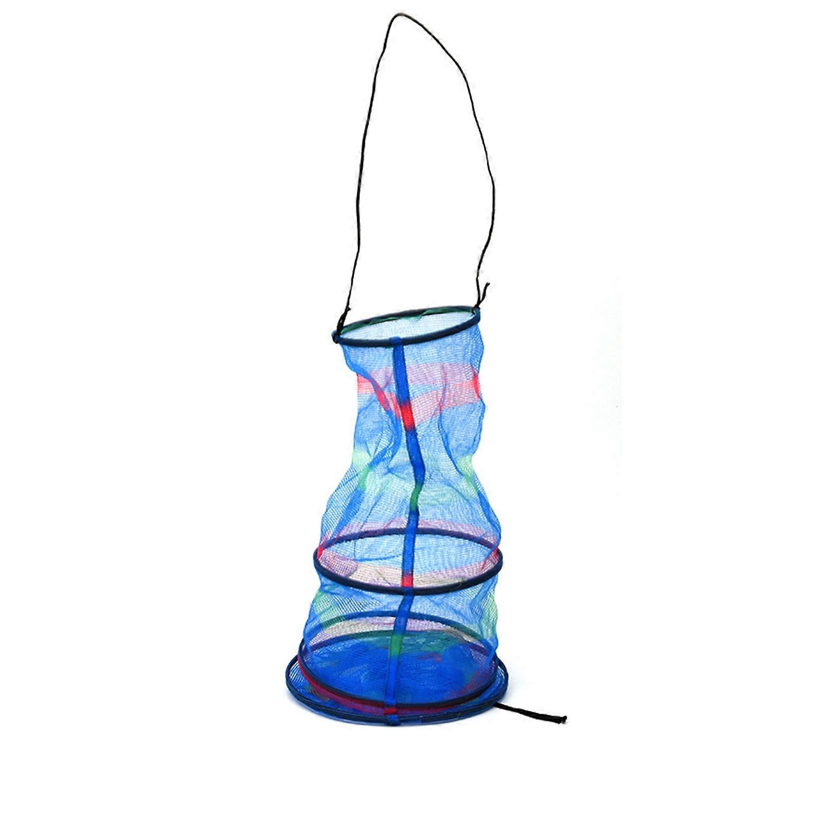 Kaesi Portable Foldable 3 Layers Nylon Fishing Net Cage Container with Drawstring