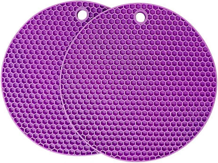 2pc Silicone Trivet Mat Heavy Duty Multi-Purpose Drying Mat(purpel)