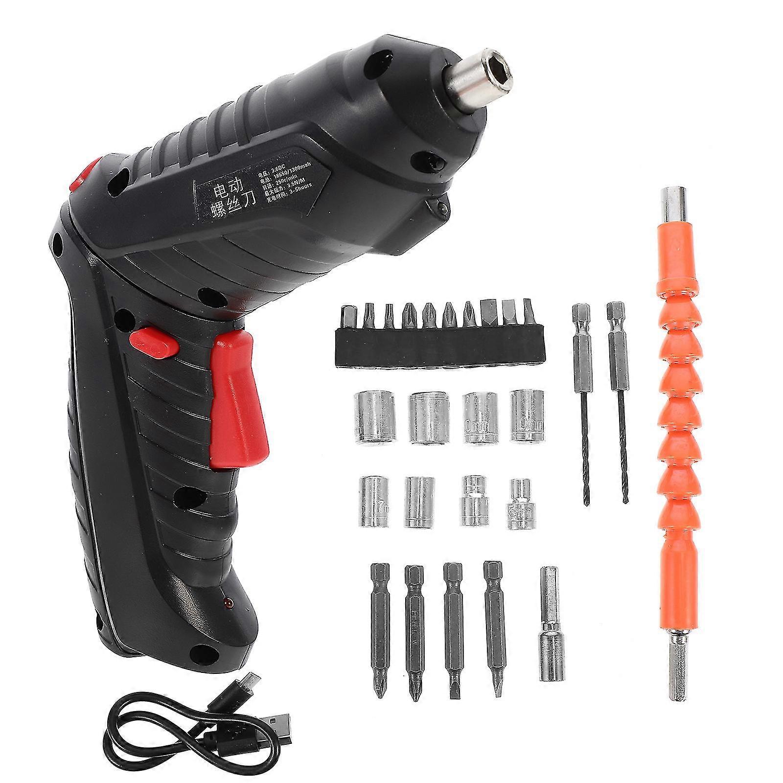 1 Set Electric Screwdriver Kit Electric Drill Usb Chargeable Screwdriver
