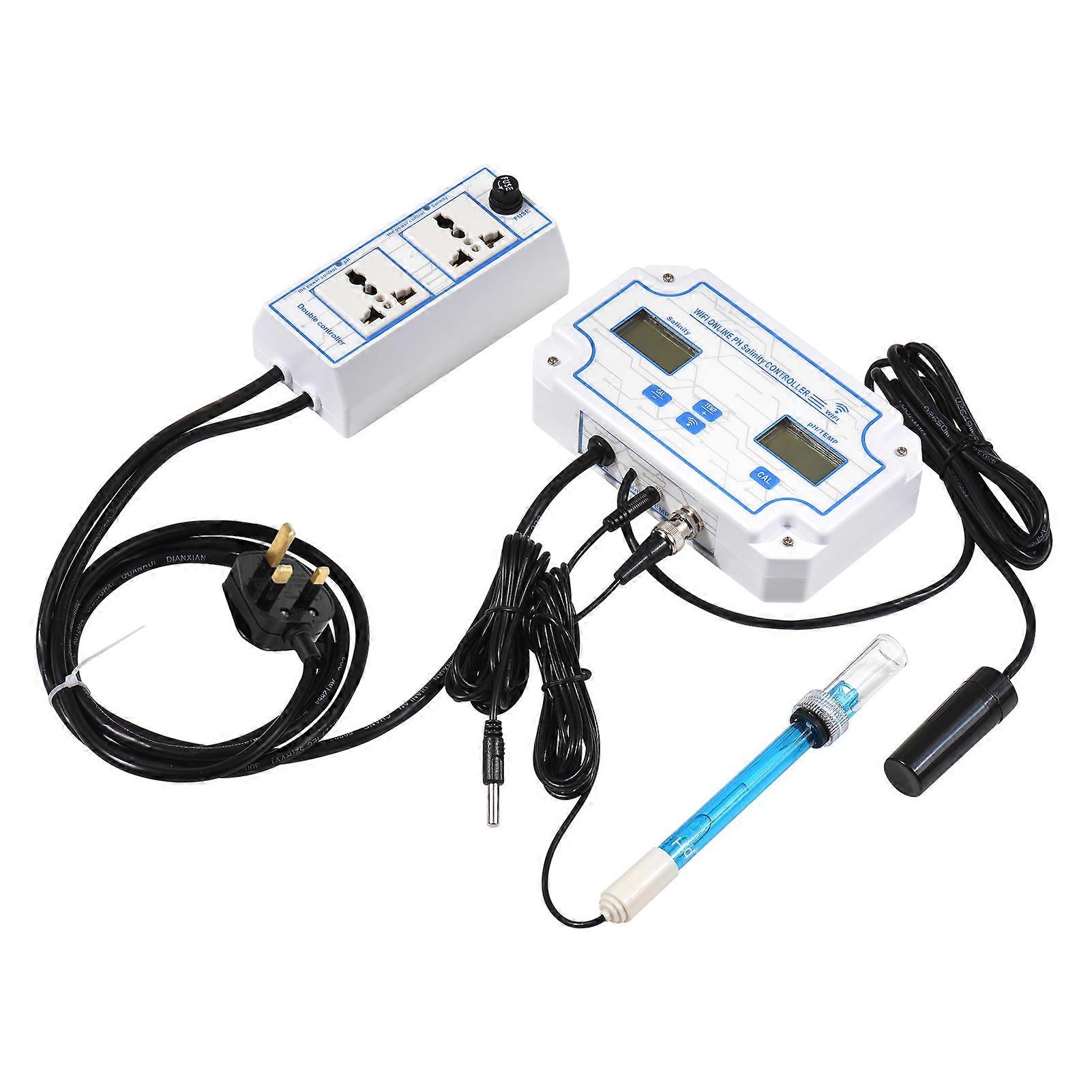 pH/TEMP-Salinity Controller 3 in1 pH/Salinity/TEMP Water Quality Detector 14.00pH Value 0-199.9ppt Salinity Water Quality Tester