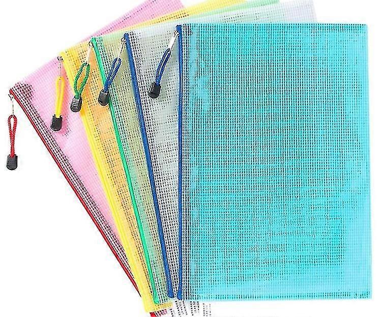 Ensemble de portefeuilles en plastique de plusieurs tailles, 14 Pcs Document Folder File Zipper Bags, A3 A4 B5 A6 Me