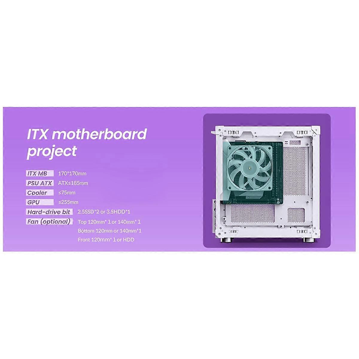 C6 MATX Mini ITX-chassi PC-chassi Bärbart stationärt nätchassi Dator PC Minidatorchassi Vit